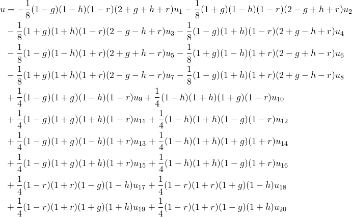 The linear isoparametric quadrilateral shape functions in